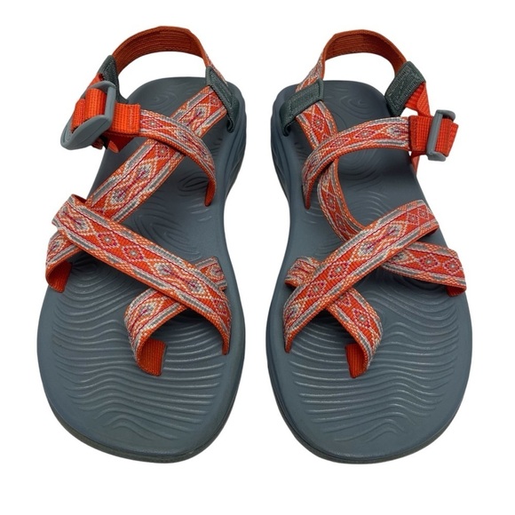 Chaco Sandals Adjustable Diamond Orange & Gray Women’s Size 11 - Picture 4 of 10